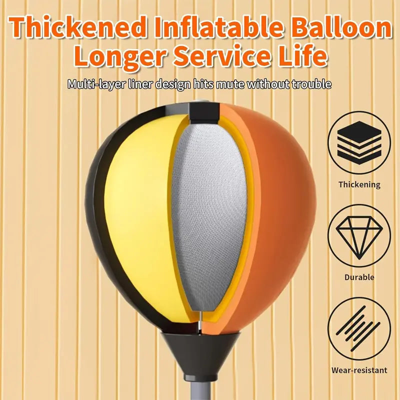 Adjustable Height Punching Bag Adults/Kids, Sturdy Steel Frame | Strong Anti-Tip Suction Cups, Reflective Aids | Indoor Home Gym Sandbag for Agility/Boxing/Reflex Drills | Orange/Black, Durable | Boxing Speed Trainer | Gift for Christmas