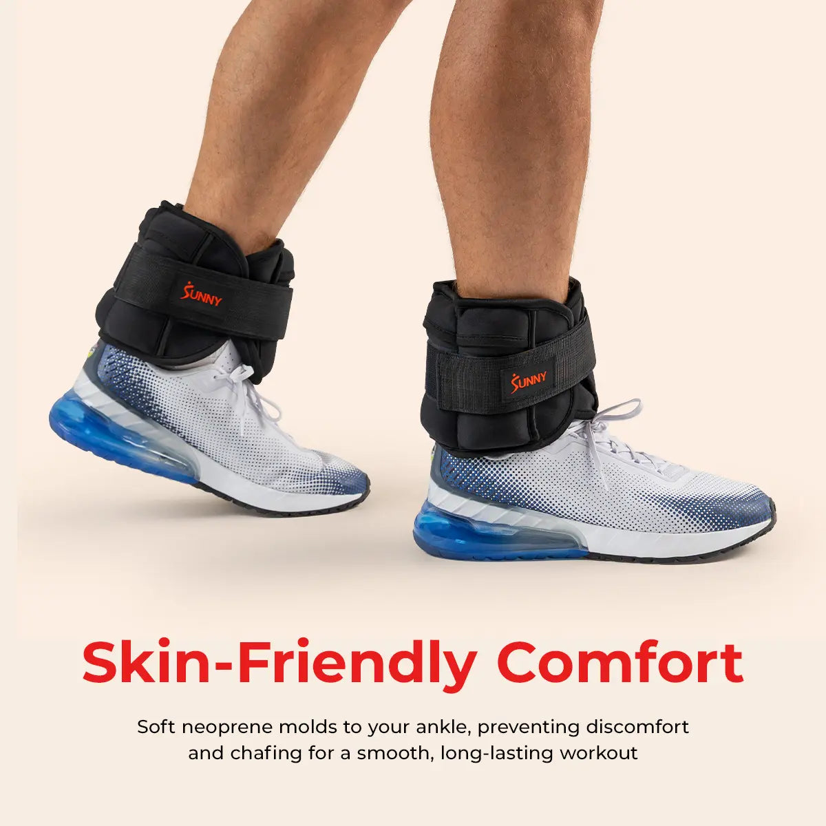 SUNNY Adjustable Ankle Weights Set of 2 1-5 Lbs 1Lb Removable Weights Padded Durable Sweat Resistant Customizable Fit for Home Gym Workouts Walking Running Jogging Cardio Pilates Strength Training Aerobics Fitness Exercise Toning Endurance Muscle Building