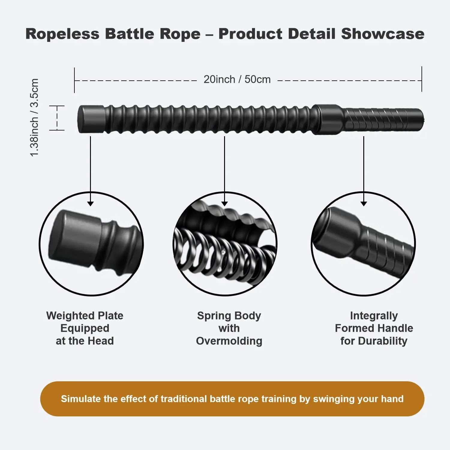 New Upgraded Ropeless Battle Rope Home Gym Equipment with Integrated Non-Slip Handles Rubber-Coated Springs for Unisex Indoor Outdoor Training HIIT Workouts Low-Impact Cardio Training