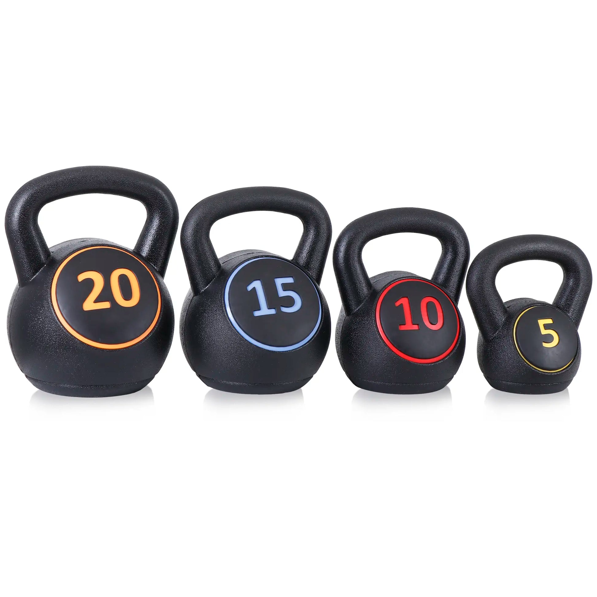 Segawe 3-Piece Kettlebell Set with Storage Rack (5,10,15Lbs) - Hdpe+Concrete Core, Flat Base, Anti-Slip Grip, Durable Home Workout Equipment for Strength Training, Strength Training Equipment, Home Fitness Machine,Summervibes