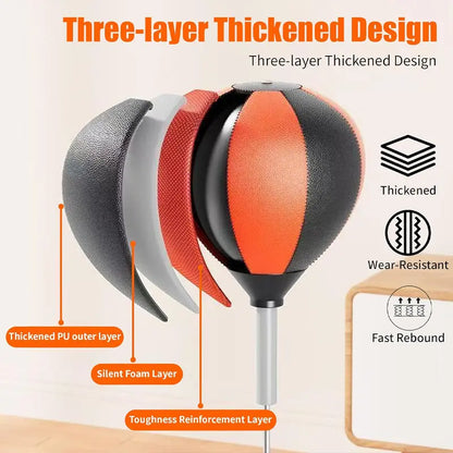 Adjustable Height Punching Bag Adults/Kids, Sturdy Steel Frame | Strong Anti-Tip Suction Cups, Reflective Aids | Indoor Home Gym Sandbag for Agility/Boxing/Reflex Drills | Orange/Black, Durable | Boxing Speed Trainer | Gift for Christmas