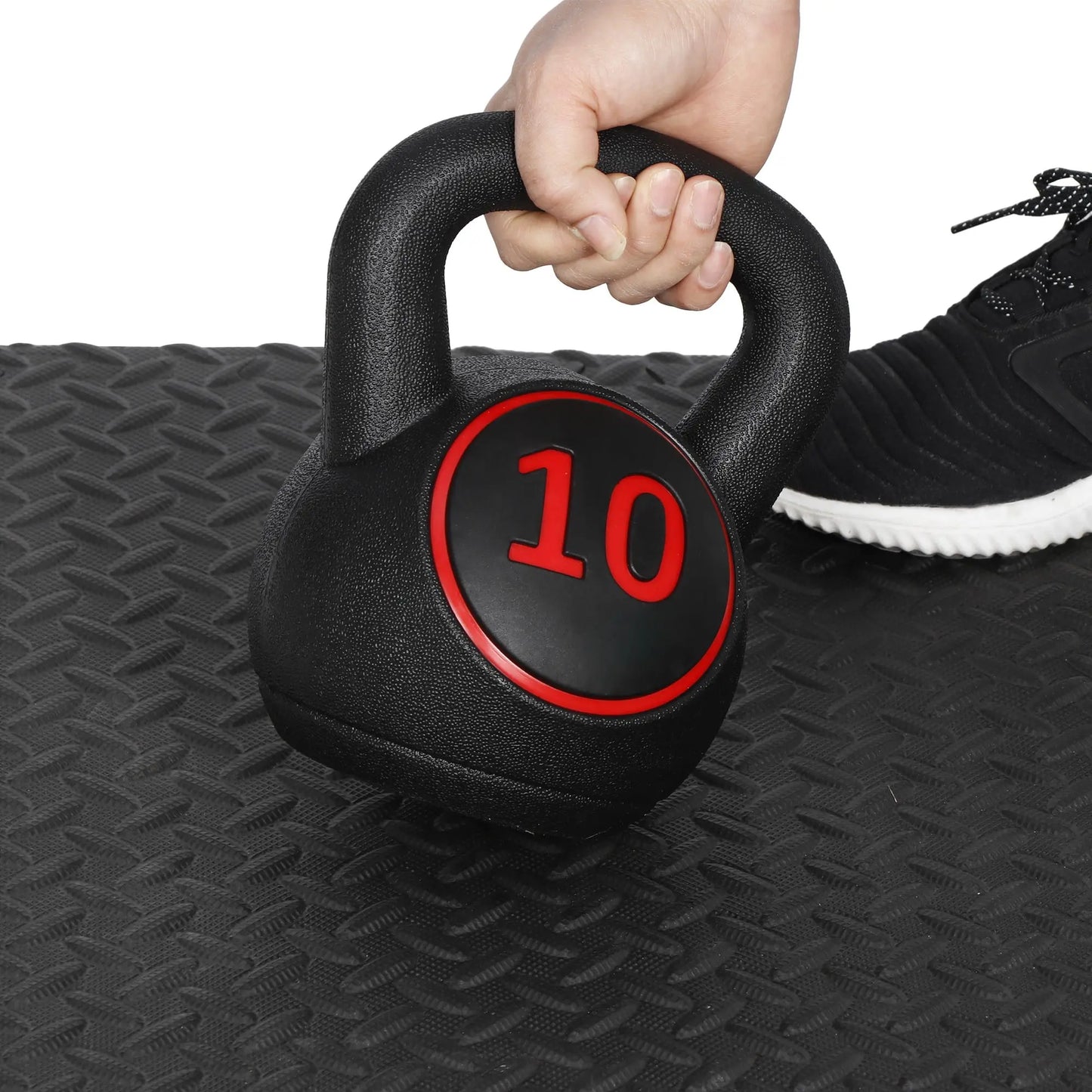 Segawe 3-Piece Kettlebell Set with Storage Rack (5,10,15Lbs) - Hdpe+Concrete Core, Flat Base, Anti-Slip Grip, Durable Home Workout Equipment for Strength Training, Strength Training Equipment, Home Fitness Machine,Summervibes