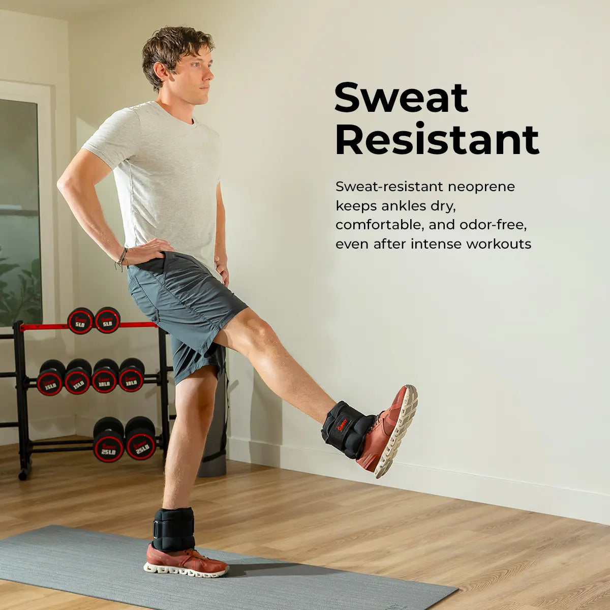 SUNNY Adjustable Ankle Weights Set of 2 1-5 Lbs 1Lb Removable Weights Padded Durable Sweat Resistant Customizable Fit for Home Gym Workouts Walking Running Jogging Cardio Pilates Strength Training Aerobics Fitness Exercise Toning Endurance Muscle Building