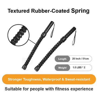 New Upgraded Ropeless Battle Rope Home Gym Equipment with Integrated Non-Slip Handles Rubber-Coated Springs for Unisex Indoor Outdoor Training HIIT Workouts Low-Impact Cardio Training