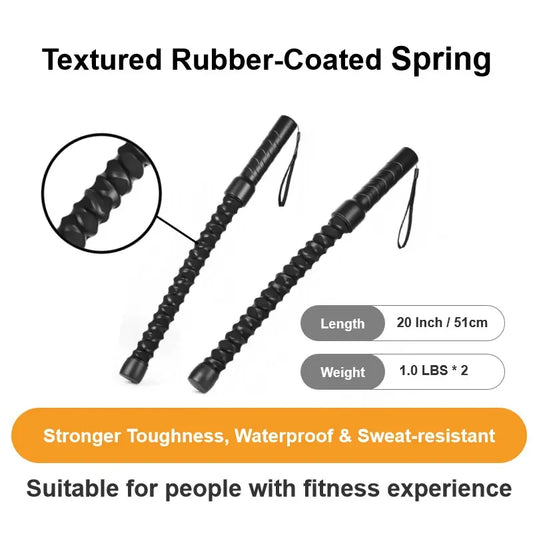 New Upgraded Ropeless Battle Rope Home Gym Equipment with Integrated Non-Slip Handles Rubber-Coated Springs for Unisex Indoor Outdoor Training HIIT Workouts Low-Impact Cardio Training