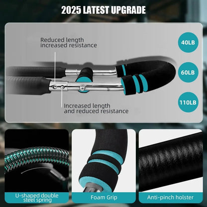2026 Adjustable Arm Strength Trainer with 60-120Lb Resistance for Home Workouts, Portable Power Twister Bar and Spring Resistance Equipment