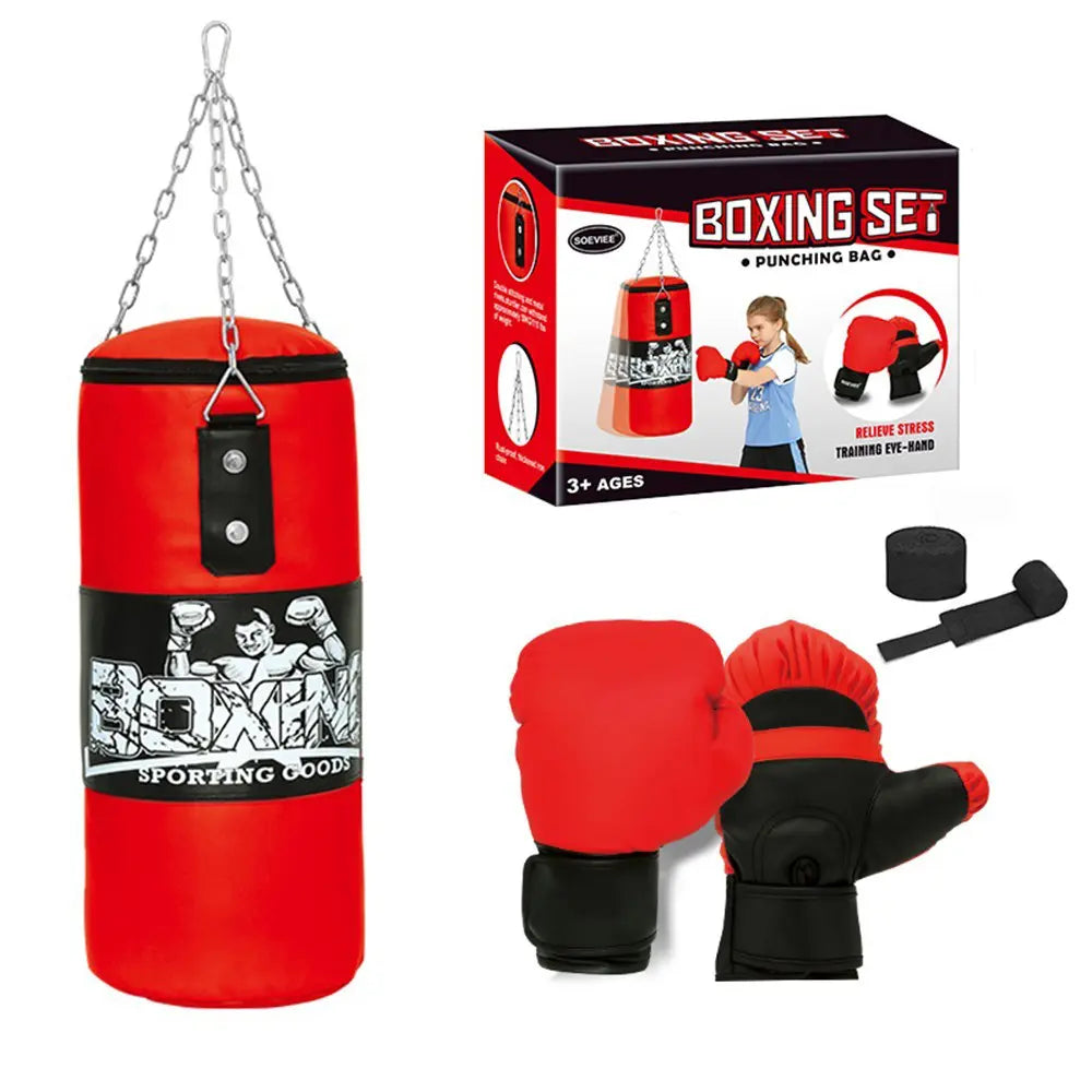 Punching Bag for Adults,Men,Women,Kids, Hanging Punching Bag with Boxing Gloves, Chains, Wristband, Heavy Boxing Bag for Training, Karate, Kickboxing, Muay Thai -Unfilled