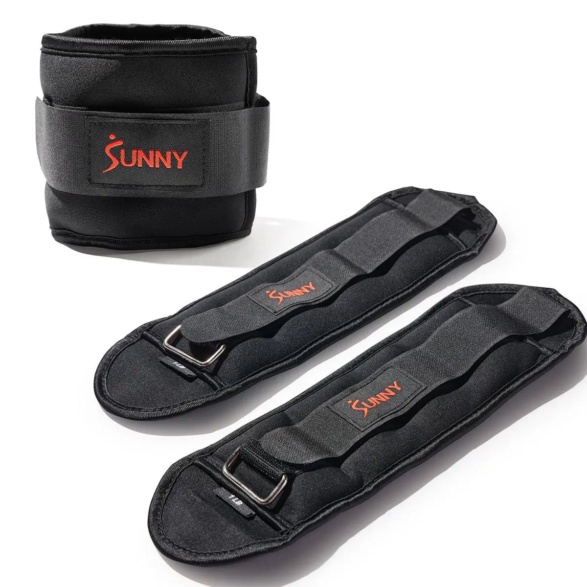 SUNNY Adjustable Ankle Weights Set of 2 1-5 Lbs 1Lb Removable Weights Padded Durable Sweat Resistant Customizable Fit for Home Gym Workouts Walking Running Jogging Cardio Pilates Strength Training Aerobics Fitness Exercise Toning Endurance Muscle Building