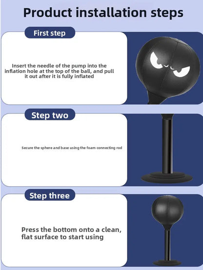 Suction Cup Desktop Punching Bag — Mini Boxing Trainer. Strong Suction Cup, Fast-Rebound Carbon Steel Spring, High-Elastic PU Ball. Stress Relief for Office/Home/Parties. Fun Gift for Adults & Kids.