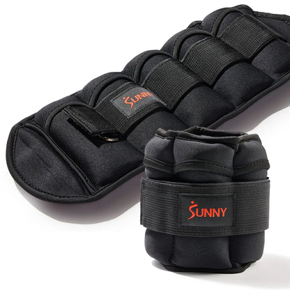 SUNNY Adjustable Ankle Weights Set of 2 1-5 Lbs 1Lb Removable Weights Padded Durable Sweat Resistant Customizable Fit for Home Gym Workouts Walking Running Jogging Cardio Pilates Strength Training Aerobics Fitness Exercise Toning Endurance Muscle Building