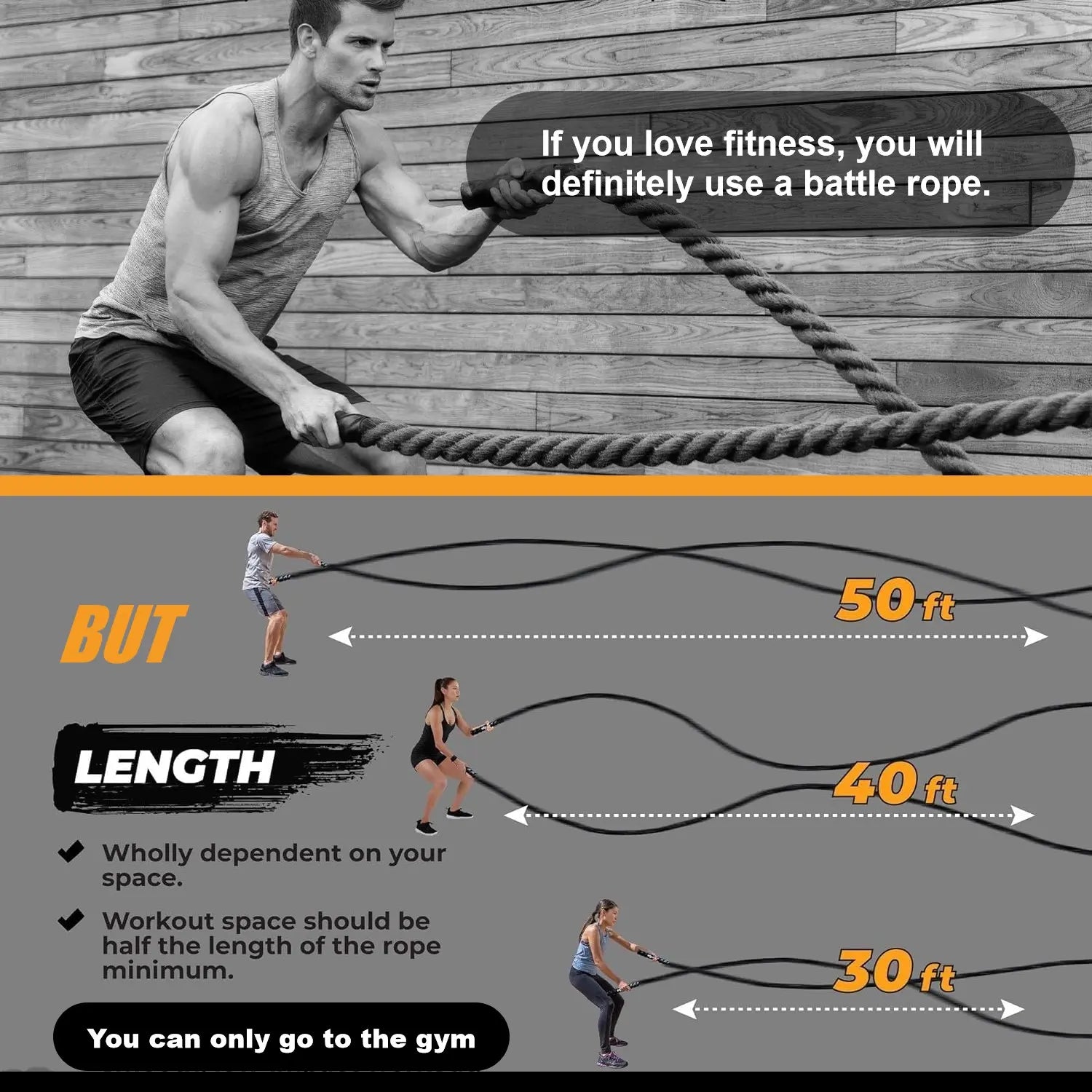New Upgraded Ropeless Battle Rope Home Gym Equipment with Integrated Non-Slip Handles Rubber-Coated Springs for Unisex Indoor Outdoor Training HIIT Workouts Low-Impact Cardio Training