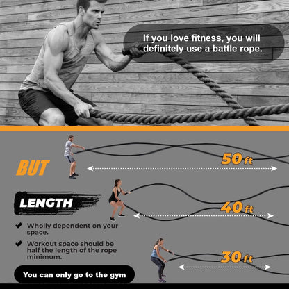 New Upgraded Ropeless Battle Rope Home Gym Equipment with Integrated Non-Slip Handles Rubber-Coated Springs for Unisex Indoor Outdoor Training HIIT Workouts Low-Impact Cardio Training
