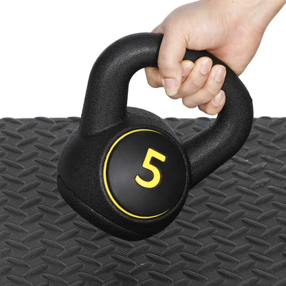 Segawe 3-Piece Kettlebell Set with Storage Rack (5,10,15Lbs) - Hdpe+Concrete Core, Flat Base, Anti-Slip Grip, Durable Home Workout Equipment for Strength Training, Strength Training Equipment, Home Fitness Machine,Summervibes