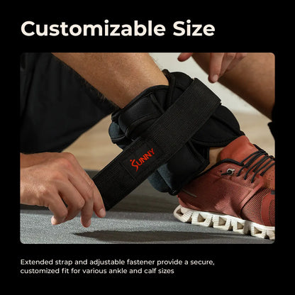 SUNNY Adjustable Ankle Weights Set of 2 1-5 Lbs 1Lb Removable Weights Padded Durable Sweat Resistant Customizable Fit for Home Gym Workouts Walking Running Jogging Cardio Pilates Strength Training Aerobics Fitness Exercise Toning Endurance Muscle Building