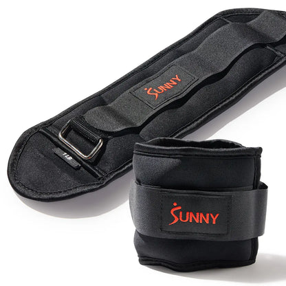 SUNNY Adjustable Ankle Weights Set of 2 1-5 Lbs 1Lb Removable Weights Padded Durable Sweat Resistant Customizable Fit for Home Gym Workouts Walking Running Jogging Cardio Pilates Strength Training Aerobics Fitness Exercise Toning Endurance Muscle Building